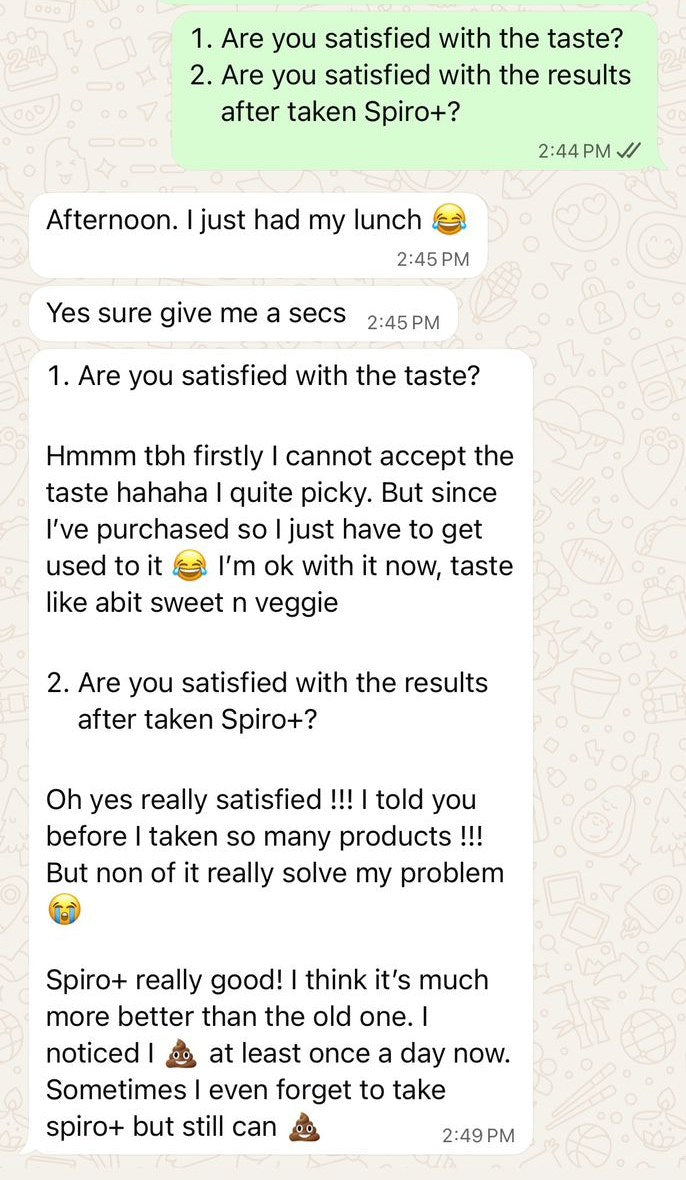 Unedited customer message