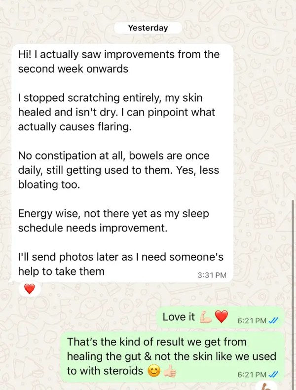 Unedited customer message